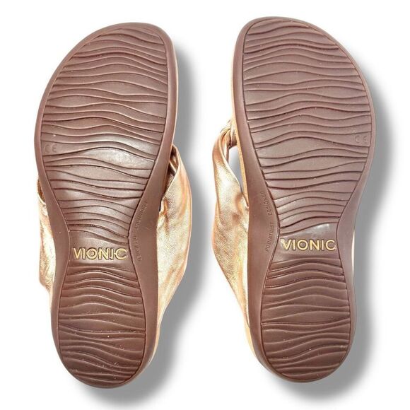 Vionic Rest Pippa Toe Post Sandals Leather Knot Flip Flops Orthotic Support Sz 8 - Picture 4 of 8